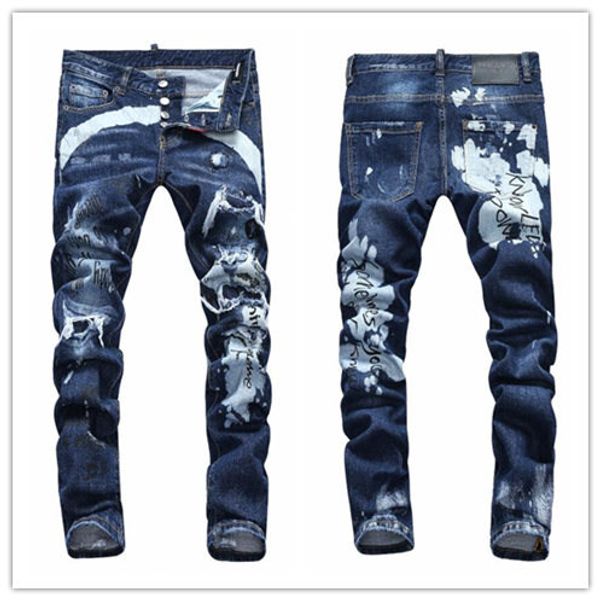 

D2019 new fa hion jean hip hop rock moto men ca ual de igner clothe di tre ed ripped kinny denim biker men jean d2 jean