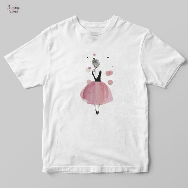 

роза тенниска балет данс meisje печать урожай grafische футболка leuke режим 90 s vrouwen каваего overhemd зомер tops, White