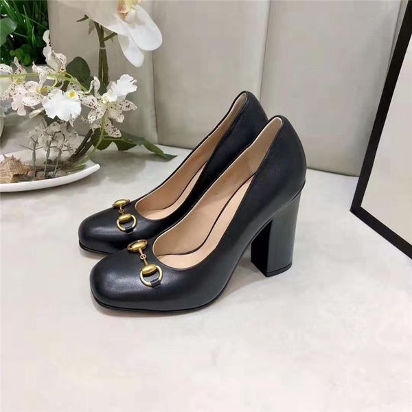 

2020 brand fashion luxury designer women shoes high heels brand fashion luxury designer women shoes chunky high heels women dress shoes 42, Black