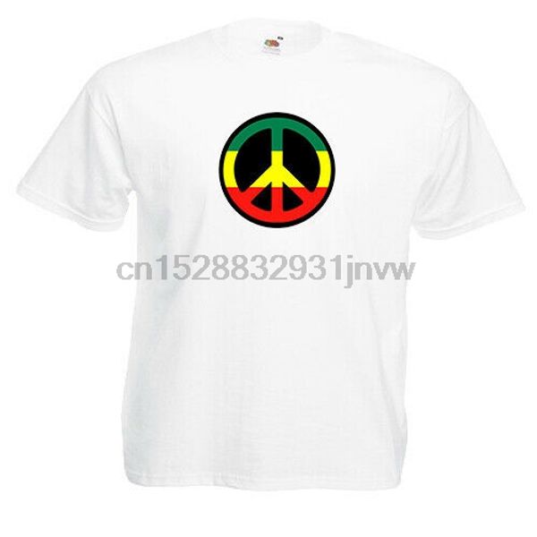 

mens t shirt peace sign smokers blunt cool rasta ct178, White;black