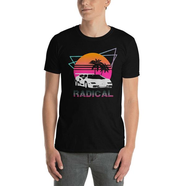 

radical 1980's lamborghini countach retrowave t-shirt, White;black