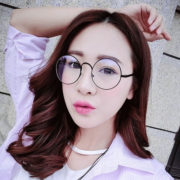 

impulse small round frame men's and women's round plain glasses metal plain glasses frame, Silver