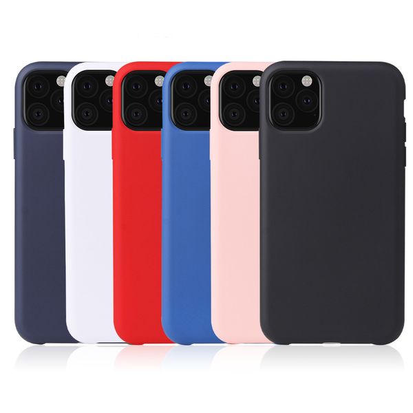 Em estoque macio silicone casos de telefone à prova de choque para iphone 6 7 8 11 12 xs xr x pro mais cor sólida líquida tpu resistente à água tampa traseira