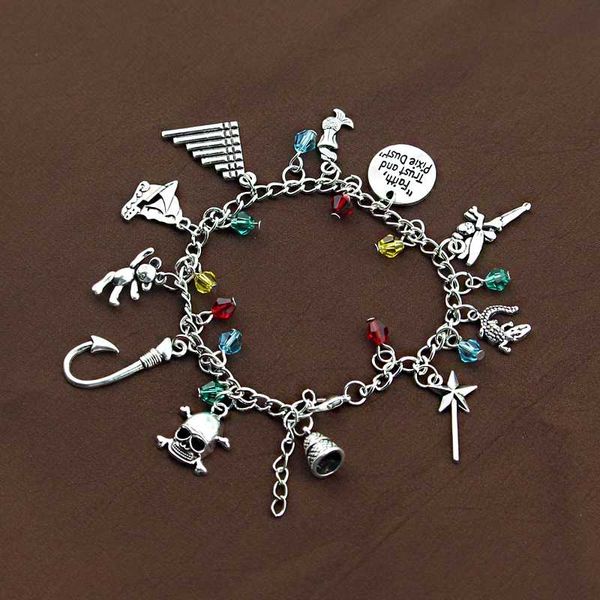 

bangle peter pan themed charm bracelet faith trust pixie dust pipe, Black