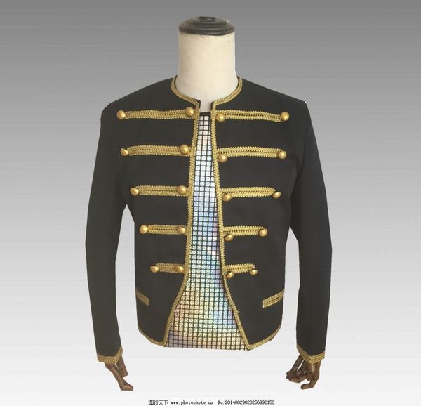 

nightclub golden button party banquet blazer jacket punk style singer stage performance costumes men fashion big size suit coats, White;black