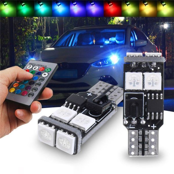

rgb t10 led car decorative light bulb 2017 2pcs colourful 6smd w5w automotive atmosphere led lamp bulb flash strobe