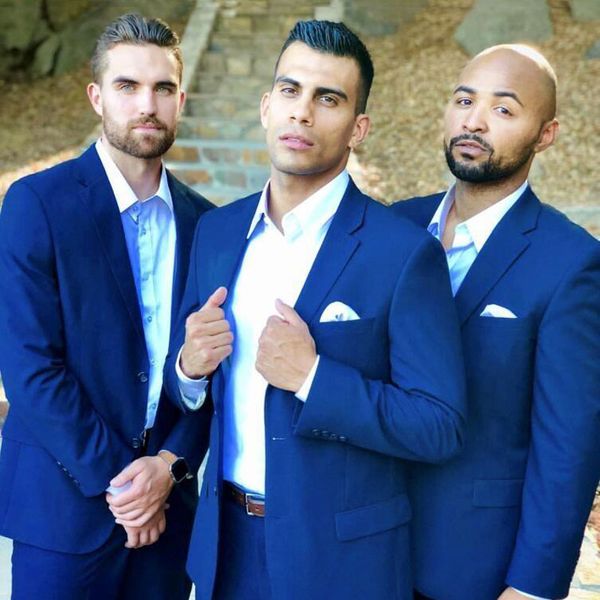 

latest men suits for wedding groom tuxedo groomsmen suits royal blue man blazer (jacket+pants) costume homme 2piece slim fit terno masculino, Black;gray