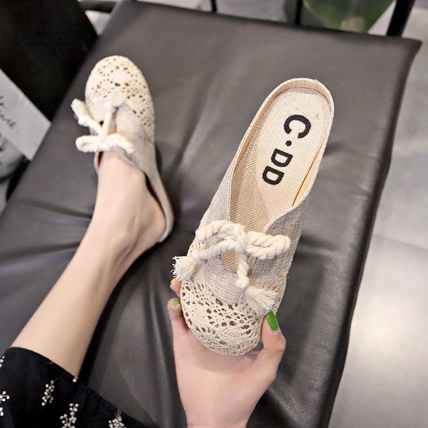 

flock loafers shoes cover toe woman's slippers butterfly-knot fretwork heels slides fashion 2020 soft flat luxury basic rubber, Black