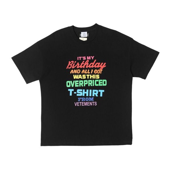 

20ss vetements и радужные надписи t рубашка мужчины женщины уличной сверхразмерные футболка мода свободного покроя высокое качество хлопок т, White;black