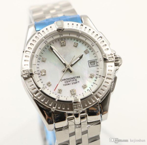 

2020 new luxury watches women big diamonds quartz movement silver stainless steel sapphire original strap ladies watches 35mm, Slivery;brown