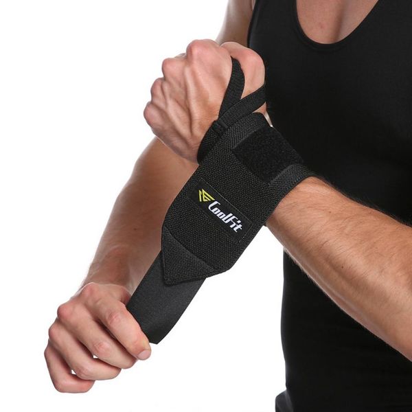 

professional gym wrist wraps with thumb loops weight lifting men women powerlifting strength training wrist support braces, Black