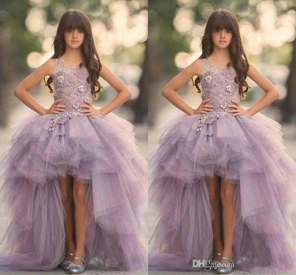 

лаванда высоких низких девушки pageant платье кружевной аппликация рукава девушка цветок платье для венчания пурпурного тюля puffy детей при, White;blue