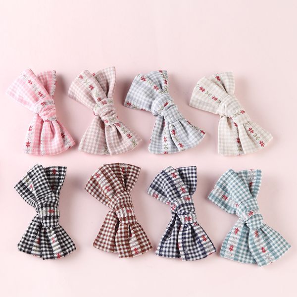 

1 pcs spring summer flowers prints bows hairpins,cotton blends girls knotbow hair clips,kids girls hair accessories, Slivery;white