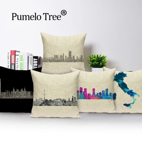 

letter city cushion black white decorative cushions new cushion cover statue of liberty linen print decorative pillow cover