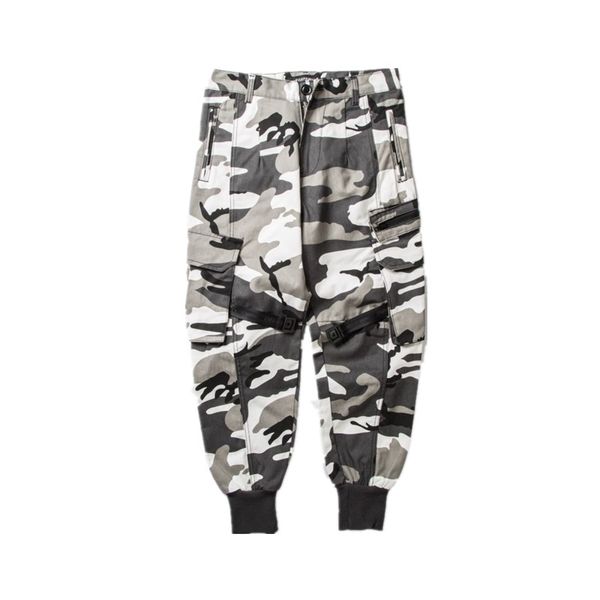 

drop shipping men casual camouflage pants quality joggers men full length trousers cotton elastic camo cargo pants us size, Black