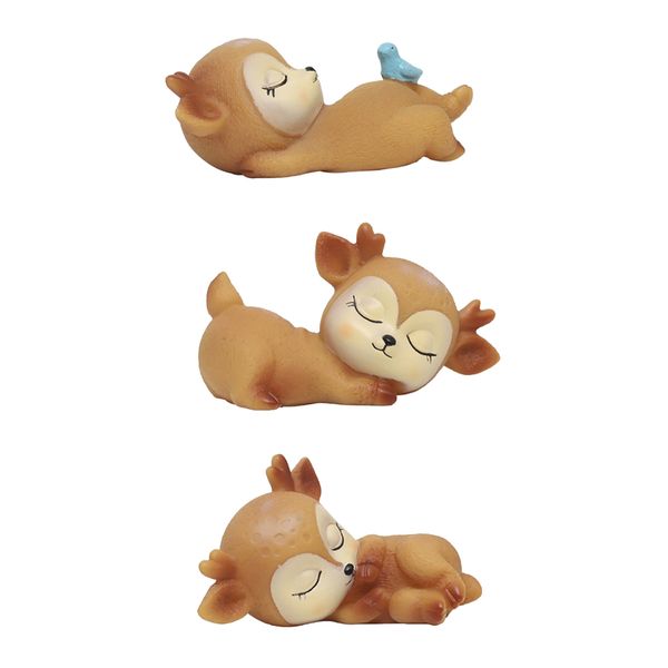 

3pcs deer figurines toys deskhome decoration silicone fawn ornaments