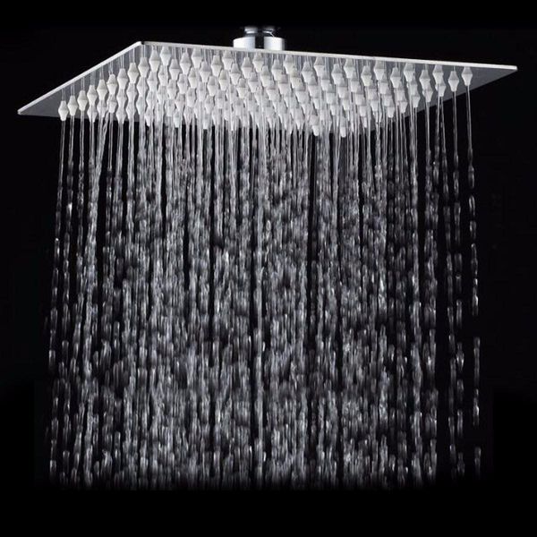 

square bathroom stainless steel rain shower head rainfall 12 inch bath shower chrome sprayer high pressure rainfall