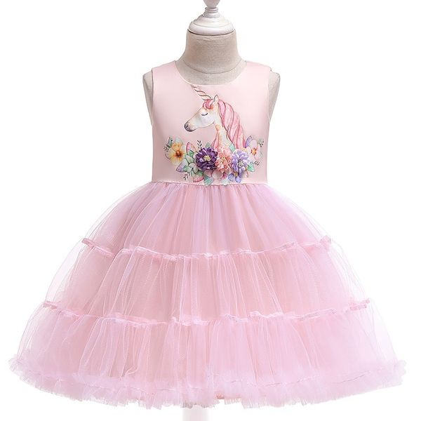 

girls unicorn tutu dress 2019 kids dresses for girls girl princess dress baby summer party clothes for 100-150cm, Red;yellow