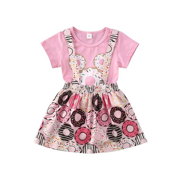

0-24m summer infant kids baby girls clothes sets easter cartoon print short sleeve romper +bib strap dress, White