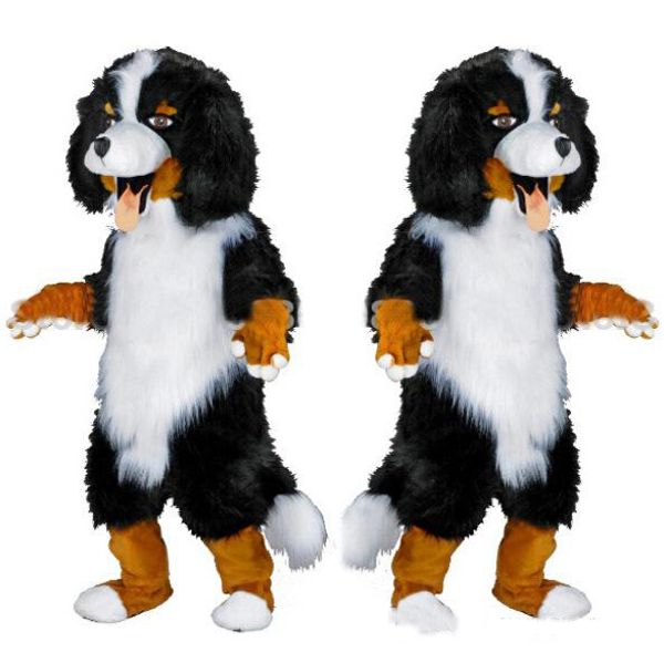 2019 Costume da mascotte per cani da pastore nero bianco personalizzato dal design veloce Costume da personaggio dei cartoni animati per forniture per feste Taglia per adulti