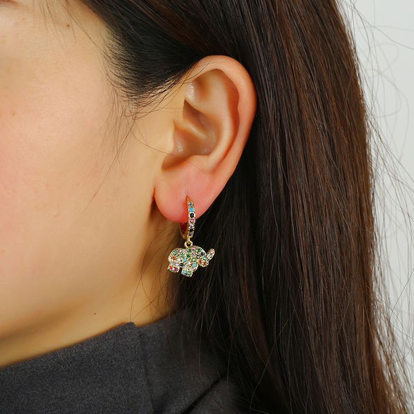 

years of the new high-end earrings european and american fashion animal earrings womens copper asymmetric pendant stud earrings, Golden