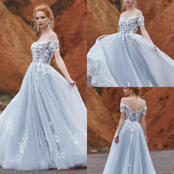 

cocomelody 2019 wedding dresses off shoulder lace appliques bohemian bridal gowns sweep train a-line wedding dress plus size robe de mariÃ©e, White