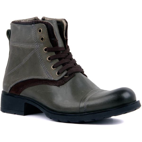 

sail lakers-green leather zipper male boots, Black