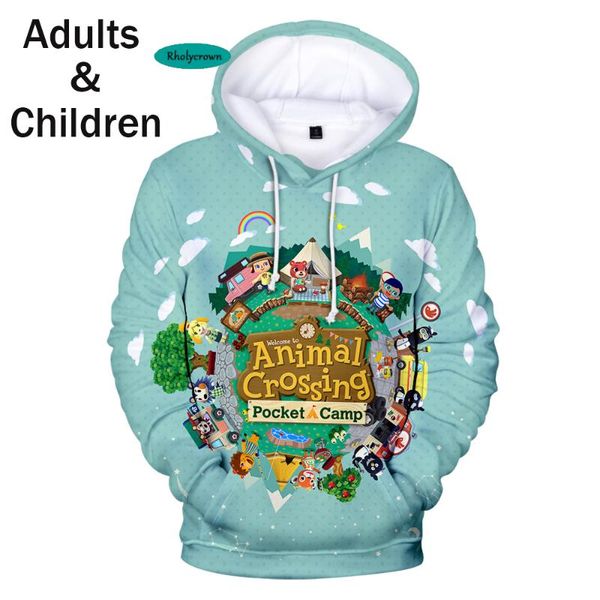 

new printed animal crossing 3d hoodies men sweatshirts women fashion autumn kids hooded boys girls hoodie casual 3d pullovers, Black