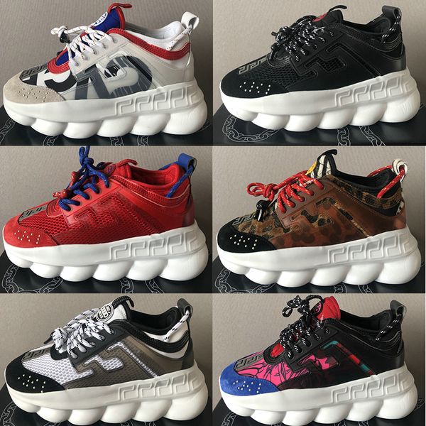 

chain reaction 2.0 chainz men women casual shoes 2020 new triple black ace multi-color rubber suede medusa designer sneakers
