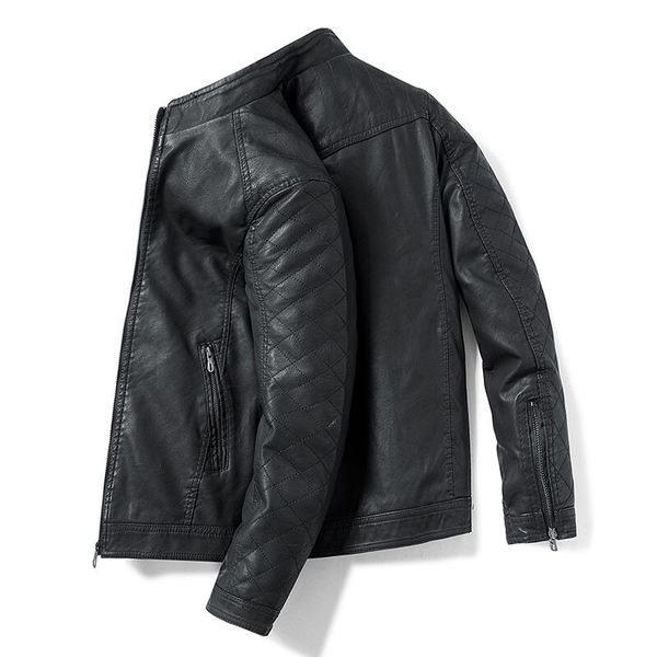 

mens causal leather jacket coat new men winter outwear biker zipper motorcycle leather jacket male design pu men, Black