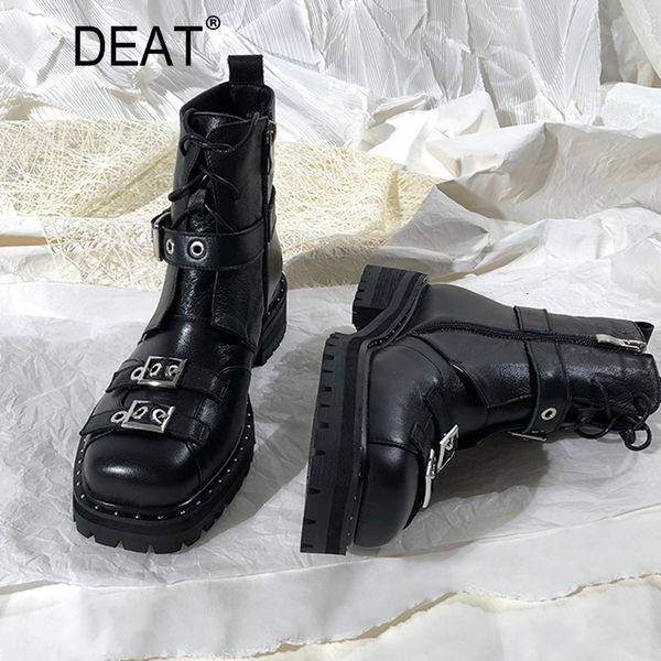 

deat] 2019 square toe belt buckle black personality pu leather velvet women short boots new autumn winter fashion tide 10f193