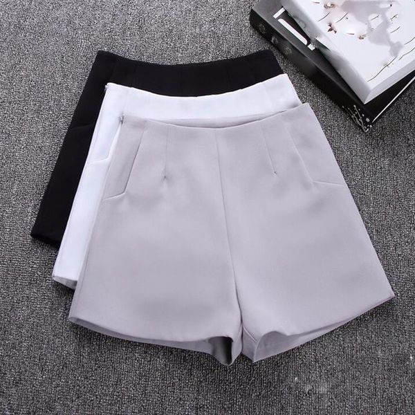 

high waist boots shorts women 2020 summer new korean version of the wide leg a-line slim was thin solid color suit casual shorts, White;black