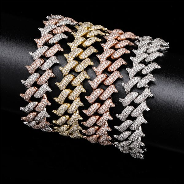 

heavy zirconia cuban chain bracelet for men gold silver color full micro setting cz jewelry for men s hip hop jewelry, Black