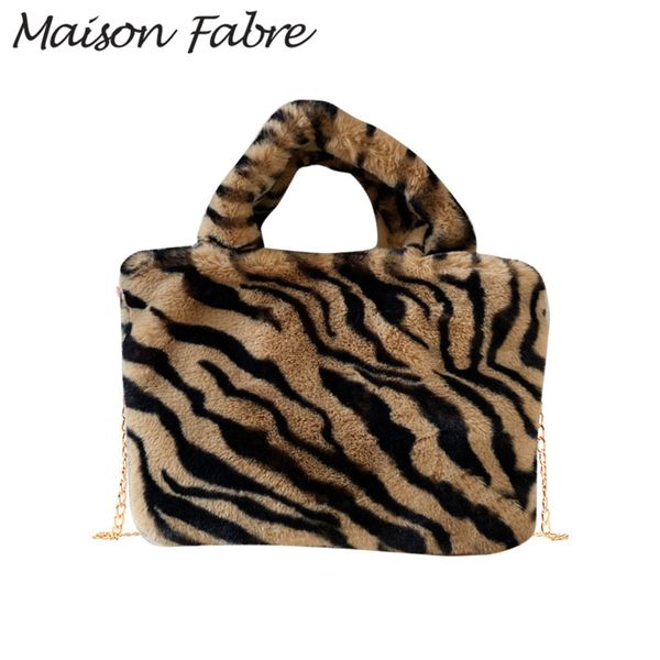 

maison fabre large bags women plush crossbody bag chain leopard print zipper shoulder bag doctor vintage handbag ladies handbag