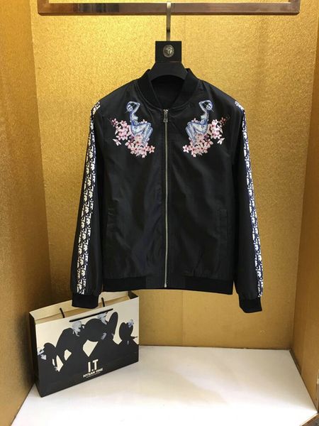 

2020 new designer jacket mens luxury fashion cartoon wind breaker fabric stand-up collar fashionable men's casual jacket size m-3xl, Black;brown