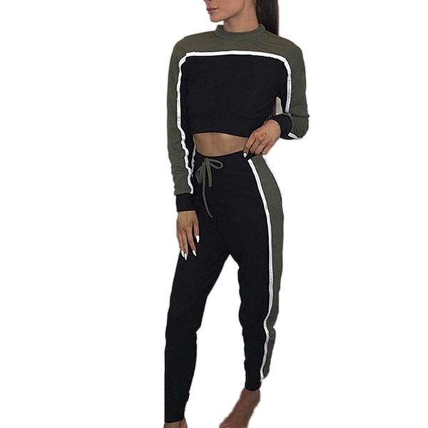 

2018 autumn fashion tracksuit women casual o-neck two piece sets sportwear women sporting suit set femme, Gray