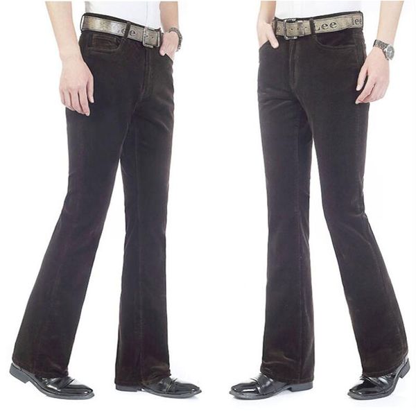 

casual pants men's autumn new micro-slip casual pants korean version of the elastic slim-sleeved corduroy flare, Black