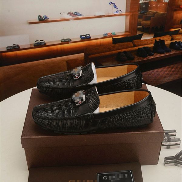 

new design pointed toe mens dress shoes business leather wedding loafer floral print men flats office party formal shoes 38-44, Black