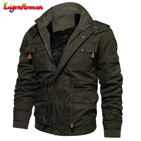 

mens plus size 4xl keep warm jackets winter brand clothing thick fleece jackets men tactical army jacket fg033, Black;brown