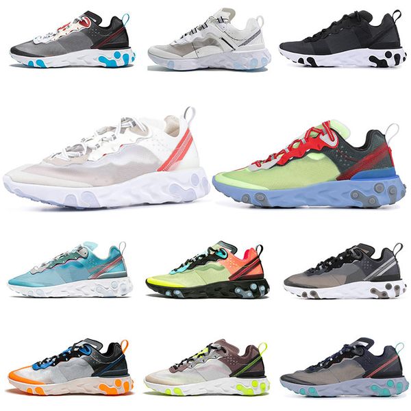 

2019 React Element 87 кроссовки для мужчин, женщин, белых, черных, королевских оттенков, син