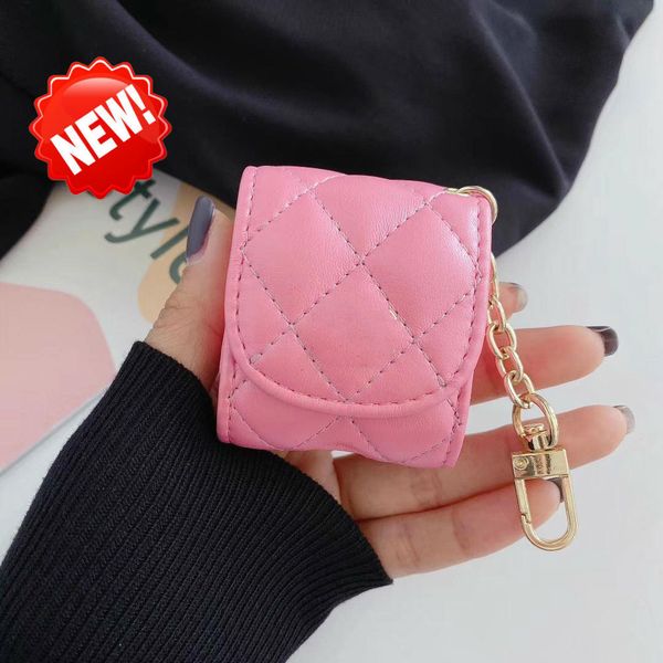 

designer pu leather case for apple airpods pro 1 2 protective cover hook clasp keychain anti lost fashion earphone cases