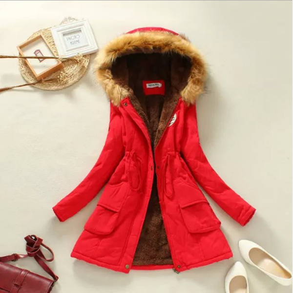 

new winter women jacket medium-long thick plus size 3xl outwear hooded wadded coat slim parka cotton-padded jacket overcoat, Black
