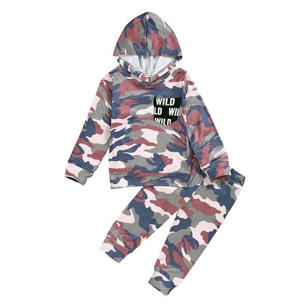 

fashion baby clothes newborn toddler baby boy clothes fashion camouflage sweatshirt hooded +pants casual sets, White