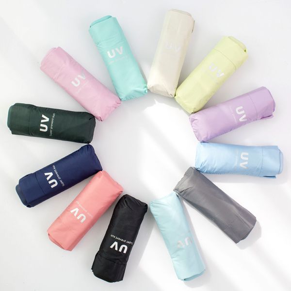

8 colors sunshade uv protection ultra-light small mini pocket black coating umbrella dual-use sunny rain umbrellas for woman