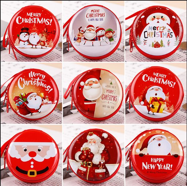 Tin Caixa de Natal Sealed Jar Xmas Box pequeno doce Coin Brincos Auscultadores Caixas de presente Cans bonito de armazenamento para Kid Packing