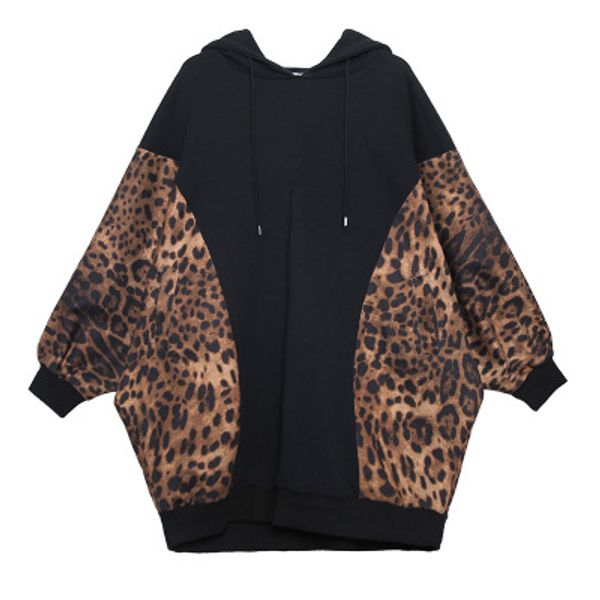 

women's hoodies & sweatshirts women autumn winter leopard sweatshirt pocket casual loose batwing sleeve long female, Black
