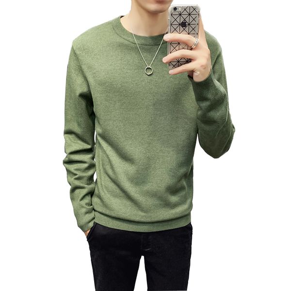 

мужчины solid color slim fit повседневный пуловер свитер мужской осень зима o-образным вырезом streetwear перемычка вязаная теплый bottom св, White;black