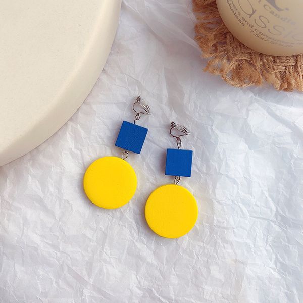 

fashion woven acrylic square round earring for women girl earcuff woman earrings clip christmas gift, Silver