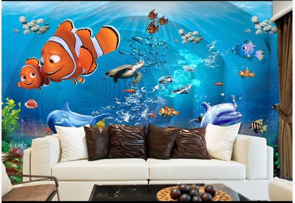 

custom p wallpaper for walls 3 d murals 3d underwater world beautiful dolphins children's room kids room mural wall papers