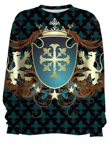 

men's hoodies & sweatshirts lion shield blouse 3d digital polyerster men sportswear workout cotton smooth, Black